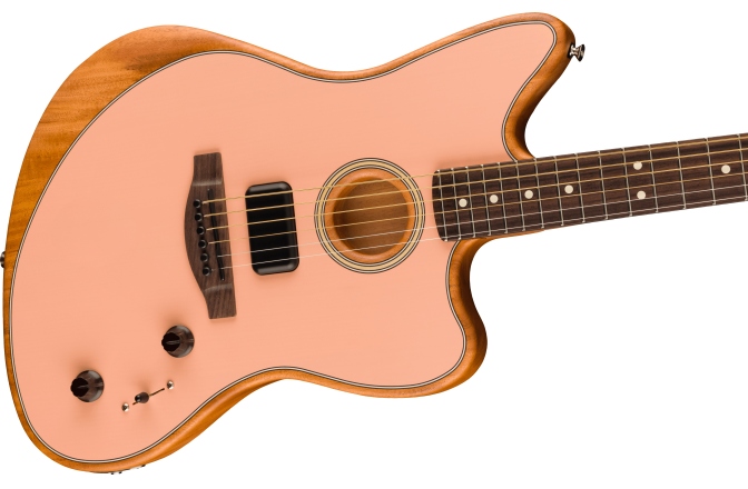 Chitară electro-acustică Fender Acoustasonic Player Jazzmaster Rosewood Fingerboard Shell Pink