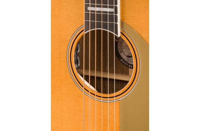 Chitară electro-acustică Fender King Vintage, Ovangkol Fingerboard, Gold Pickguard, Aged Natural