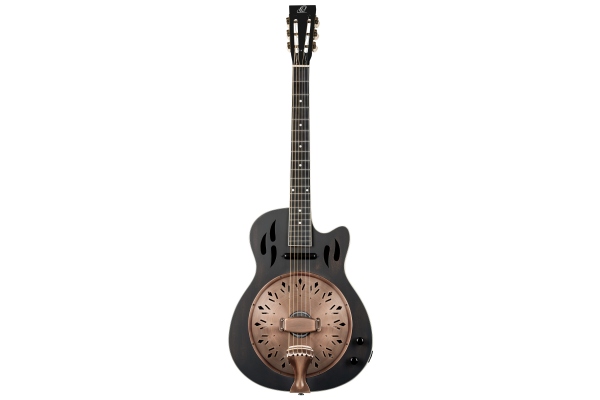 Americana Series Resonator Guitar 6 String - Distressed Black / Antique Brass HW