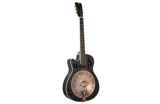 Chitară Electro-acustică Ortega Americana Series Resonator Guitar 6 String Lefty - Distressed Black / Antique Brass HW