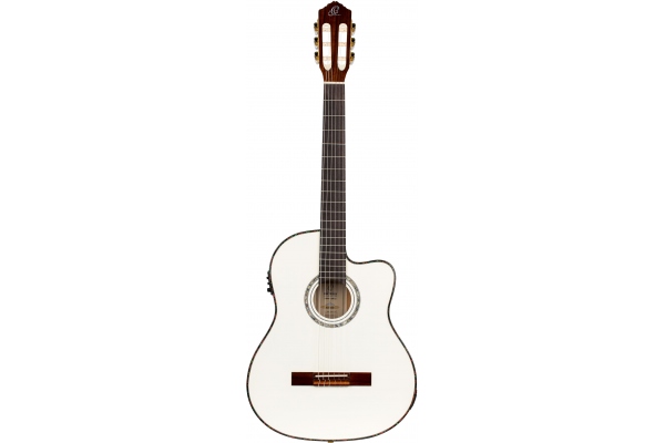Classical Guitar Family Series Pro 4/4 inclusive Gigbag and Strap Thinline Body Slim Neck - WH - White