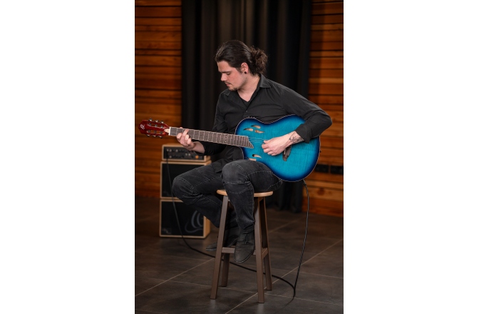 Chitară electro- clasică Ortega TourPlayer DeLuxe Lefty - Flamed Maple Blue + Gig Bag