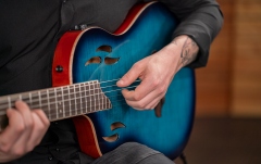 Chitară electro- clasică Ortega TourPlayer DeLuxe Lefty - Flamed Maple Blue + Gig Bag