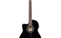 Chitară electro-clasică stângaci Ortega Classical Guitar Family Series Pro 4/4 inclusive Gigbag Thinline Body Slim Neck Lefthand - BK - Black