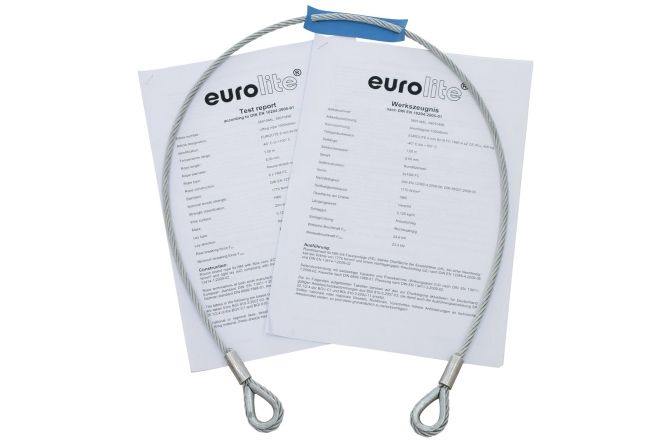 Coardă de siguranță Eurolite Steel Rope 1000x4mm silver with Thimble