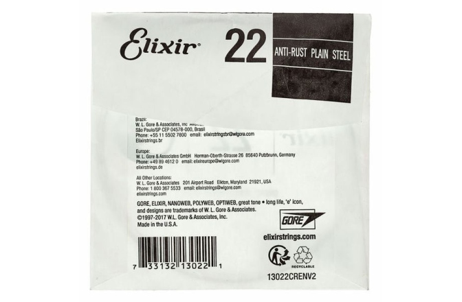 Coardă pentru Chitră Electrică și Acustică Elixir PL022 Plain Steel 13022