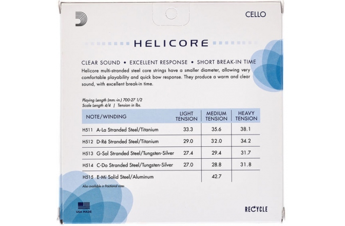 Coarde de violoncel Daddario Helicore H510-4/4M Cello 4/4 