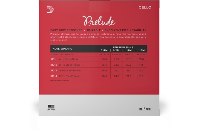 Coarde de violoncel Daddario Prelude J1010 3/4M