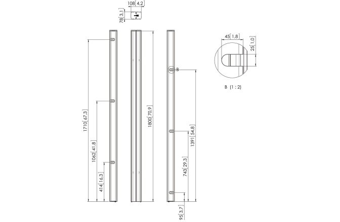 Coloana CONNECT-IT  Vogels PUC2718, negru, 1.8 m