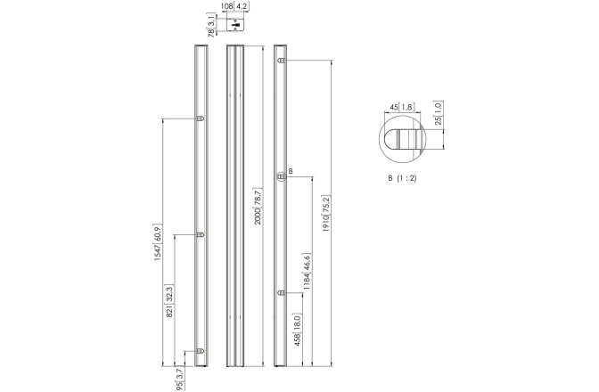 Coloana CONNECT-IT  Vogels PUC2720, negru, 2 m