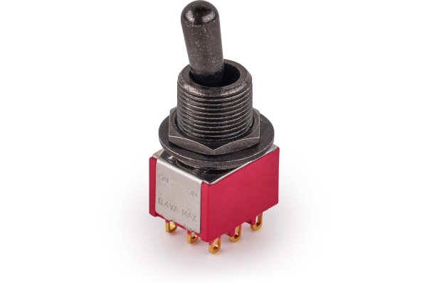 Maxi Toggle Switch, Short, Solder Lugs, ON/ON, 3PDT - Black Maxi Toggle Switch, Short, Solder Lugs, ON/ON, 3PDT - Black