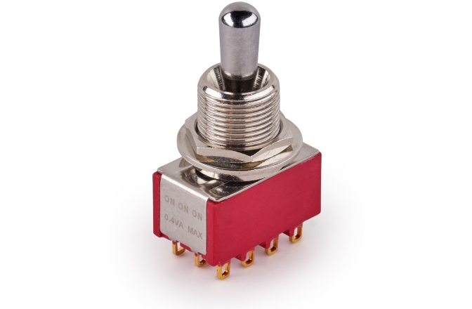 Comutator chitară MEC Pickups  Maxi Toggle Switch, Short, Solder Lugs, ON/ON/ON, 4P3T - Chrome