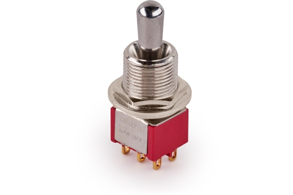  Maxi Toggle Switch, Short, Solder Lugs, ON/ON/ON, DP3T - Chrome
