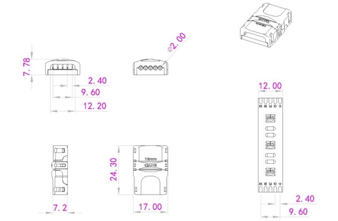 Conector bandă led Eurolite LED Strip Power Contact 5Pin 12mm