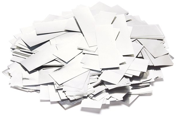 Metallic Confetti rectangular 55x18mm, white, 1kg