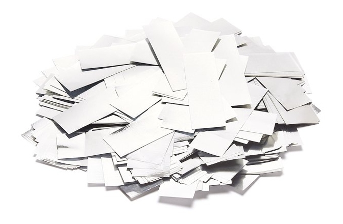 Confeti din hârtie,  TCM FX Slowfall Confetti rectangular 55x18mm, white/silver, 1kg