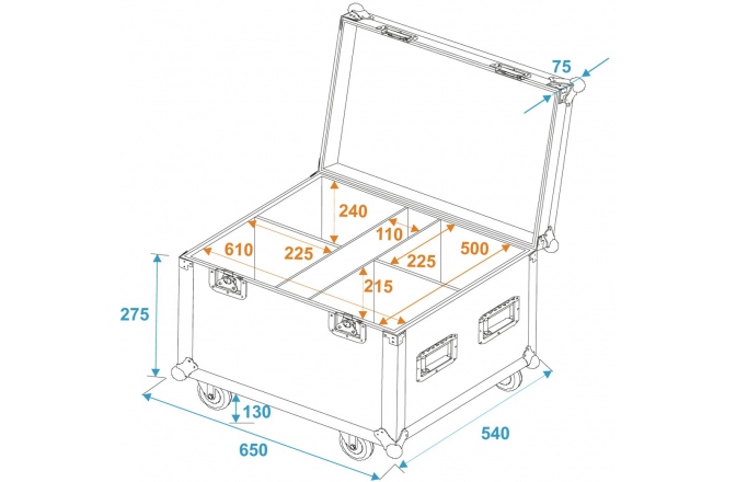 Container proiectoare Roadinger Flightcase 4x LED IP PAR 12x12W HCL with wheels