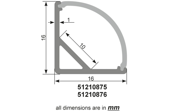 Cornier Eurolite Cover for Corner-Profile milky 2m