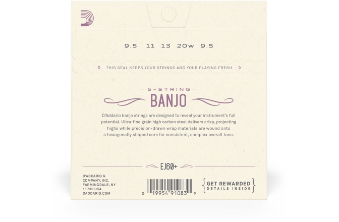 Corzi Banjo Daddario EJ60+ 5-String Light Plus 9.5-20