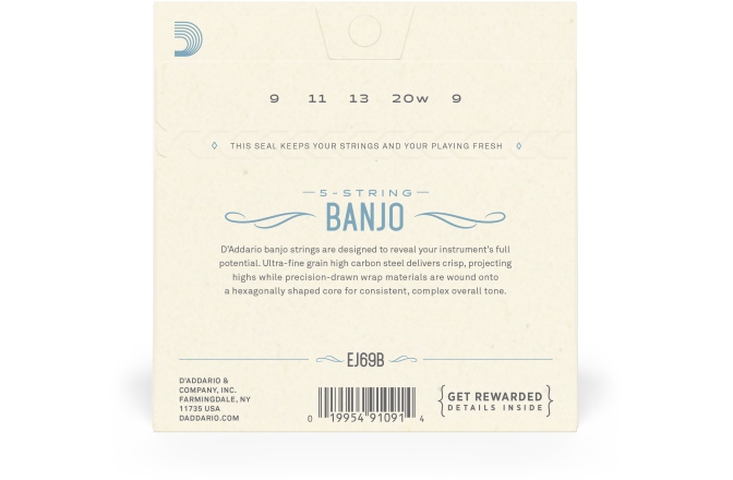 Corzi Banjo Daddario EJ69 5-String PB Light 9-20