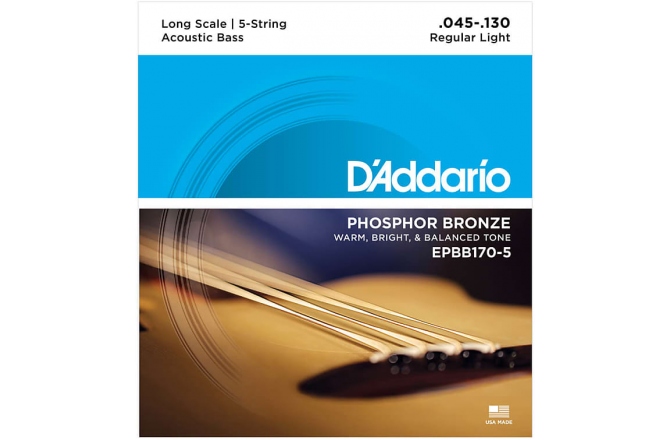 Corzi bas acustic Daddario EPBB170-5 Ph Bronze Acoustic Bass 45-130