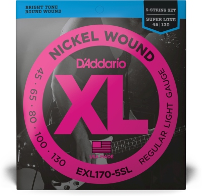 Daddario Corzi bas EXL170-5SL Super Long Scale Reg Light 45-130