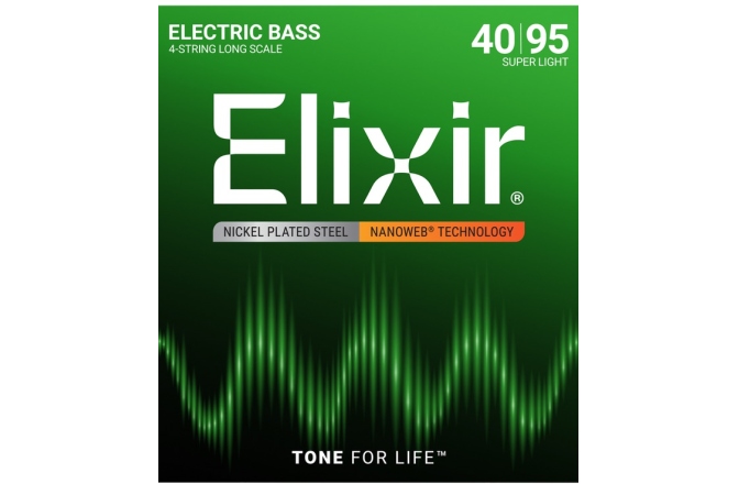 Electric Bass Strings Elixir Nanoweb Electric Bass Nickel Plated Steel 40-95 Super Light