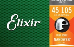 Electric Bass Strings Elixir Nanoweb Electric Bass Nickel Plated Steel 45-100 Medium