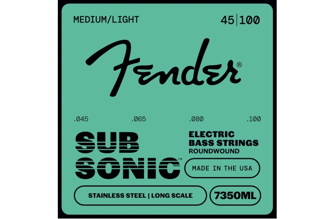 Corzi bas electric Fender Stainless 7350's Bass Strings Stainless Steel Roundwound Long Scale 7350ML .045-.100 Gauges (4)