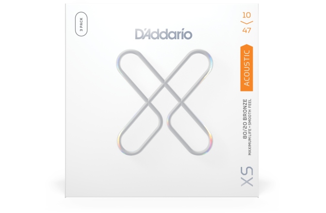 Corzi chitară acustică Daddario 10-47 Extra Light XS 80/20 Bronze Coated 3-Pack