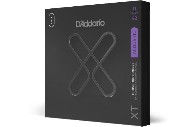 Corzi chitară acustică Daddario 11-52 Custom Light XT PB Coated 3-Pack