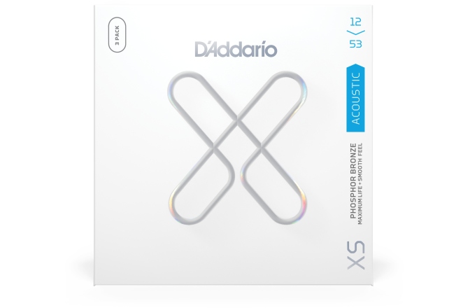 Corzi chitară acustică Daddario 12-53 Regular Light XS Phosphor Bronze Coated 3-Pack