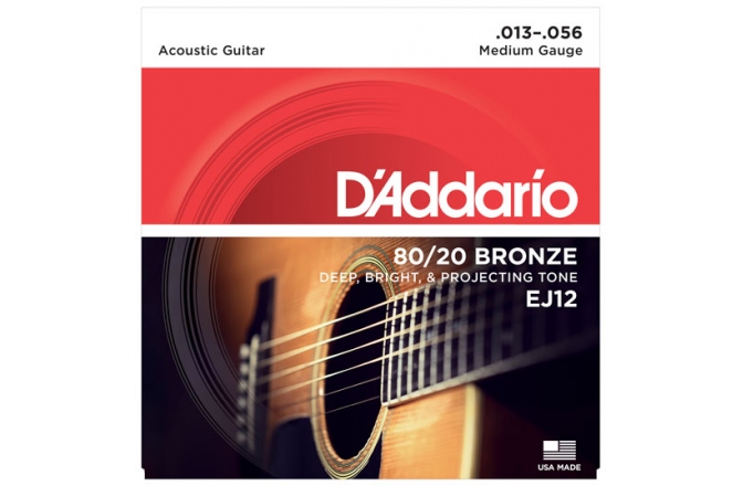 Corzi chitară acustică Daddario EJ12 80/20 Bronze 13-56
