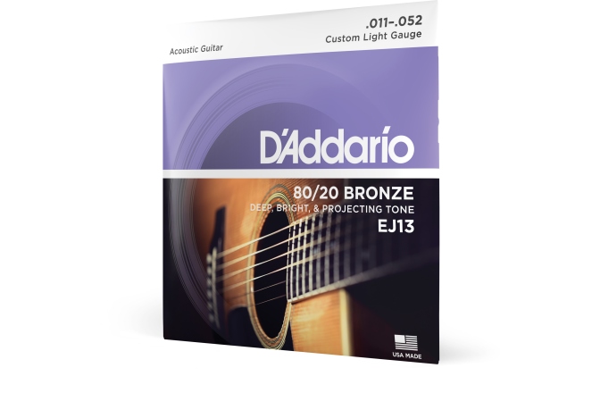 Corzi chitară acustică Daddario EJ13 80/20 Bronze Custom Light 11-52