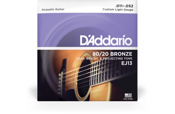 Corzi chitară acustică Daddario EJ13 80/20 Bronze Custom Light 11-52