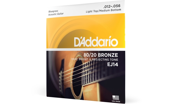 Corzi chitară acustică Daddario EJ14 80/20 Bronze Light Top/Medium Bottom/Bluegrass 12-56
