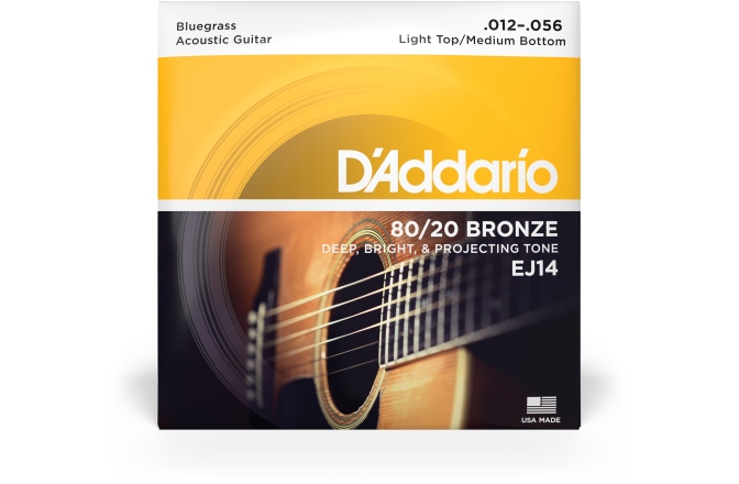 Corzi chitară acustică Daddario EJ14 80/20 Bronze Light Top/Medium Bottom/Bluegrass 12-56