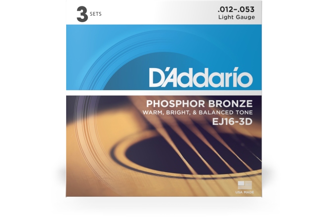 Corzi chitară acustică Daddario EJ16-3D PB Light 3 Sets