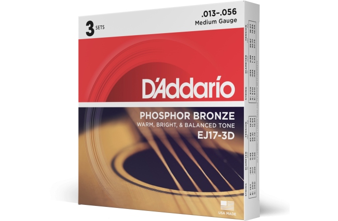 Corzi chitară acustică Daddario EJ17-3D PB Medium 13-56 3 Sets