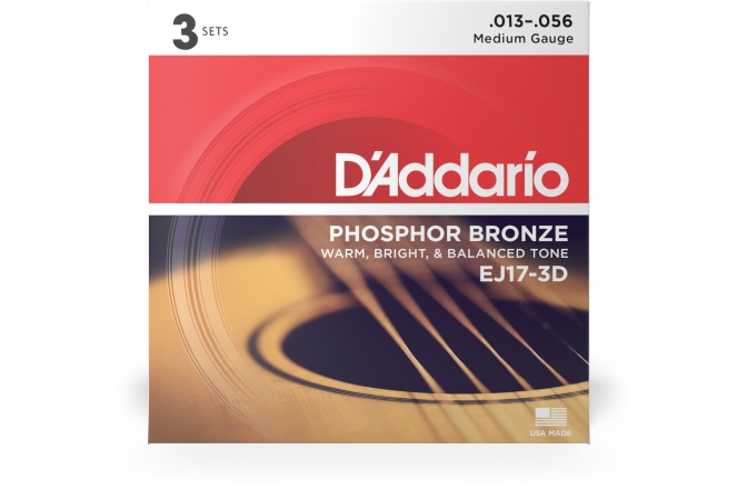 Corzi chitară acustică Daddario EJ17-3D PB Medium 13-56 3 Sets