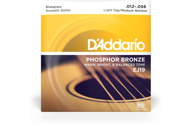 Corzi chitară acustică Daddario EJ19 Phosphor Bronze Bluegrass 12-56
