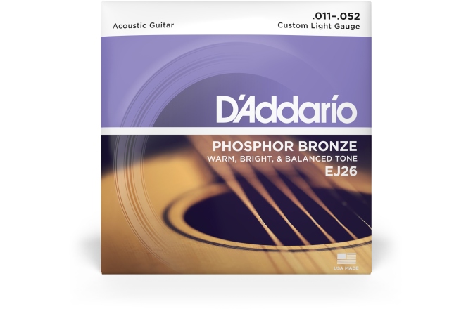 Corzi chitară acustică Daddario EJ26 Ph. Bronze Cst.Light 11-52