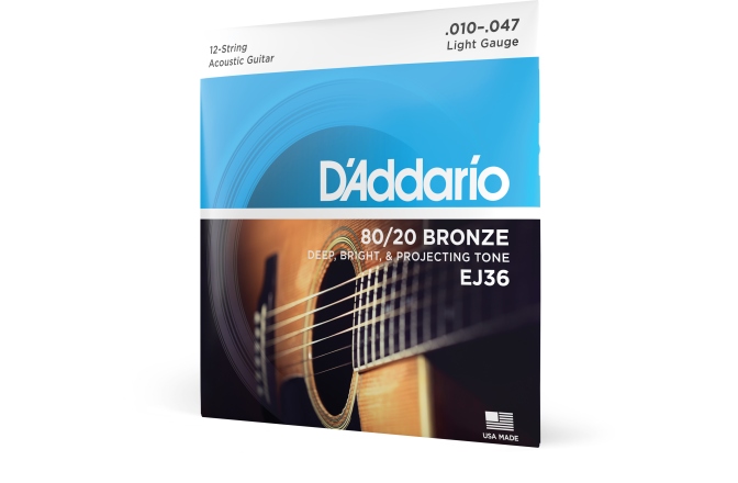 Corzi chitară acustică Daddario EJ36 12-String Bronze Light 10-47