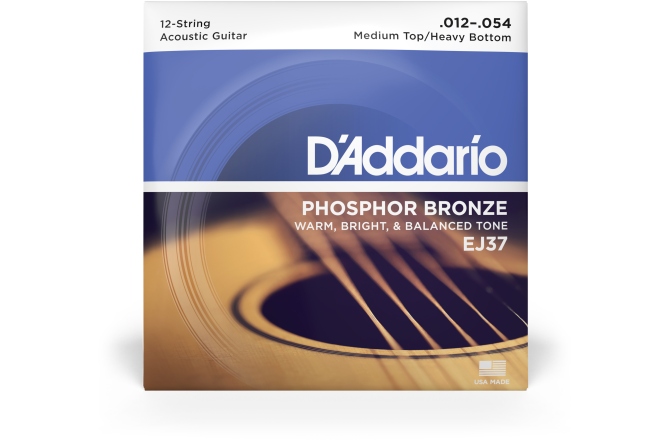 Corzi chitară acustică Daddario EJ37 12-String PBMedium Top/Heavy Bottom 12-54