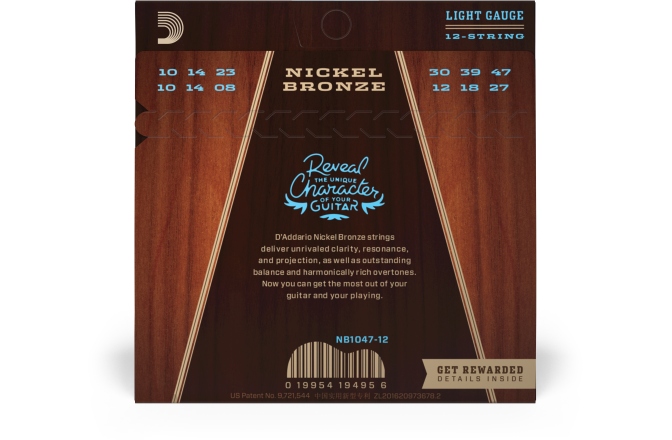 Corzi chitară acustică Daddario NB1047-12 Nickel Bronze 12-String Light 10-47