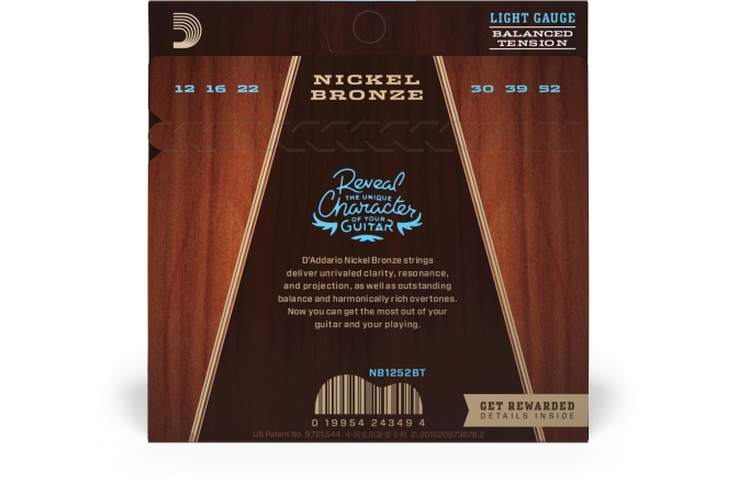 Corzi chitară acustică Daddario NB1252BT Nickel Bronze Balanced Tension Light 12-52