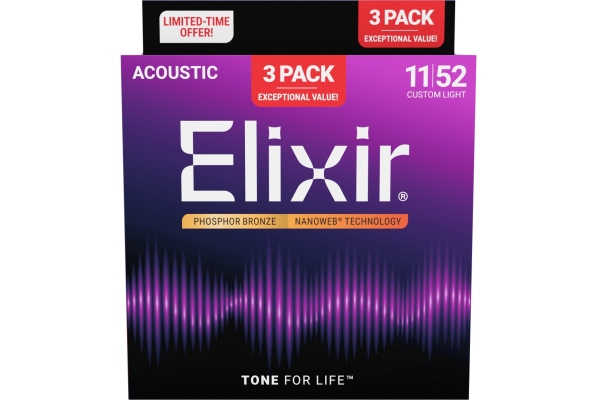 3Pack Nanoweb Acoustic Ph Bronze 11-52 16568 3Pack Nanoweb Acoustic Ph Bronze 11-52 16568