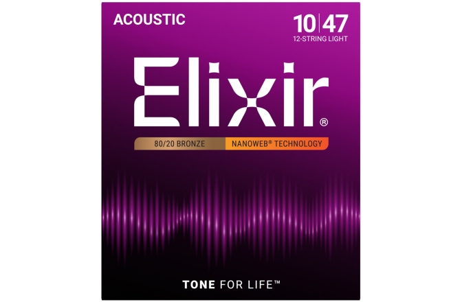 Corzi chitară acustică Elixir Nanoweb Acoustic 12-String Light 11152