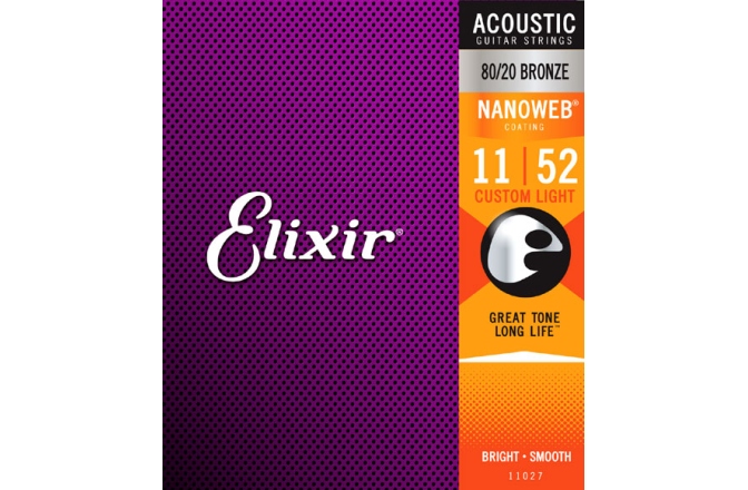 Corzi chitara acustica Elixir Nanoweb Acoustic 80/20 Custom Light 11027