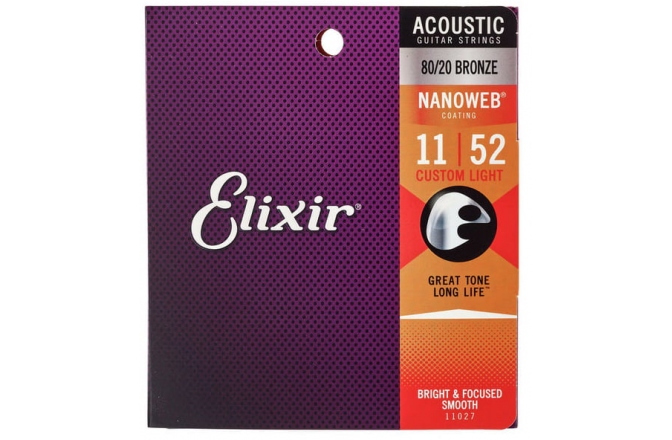 Corzi chitara acustica Elixir Nanoweb Acoustic 80/20 Custom Light